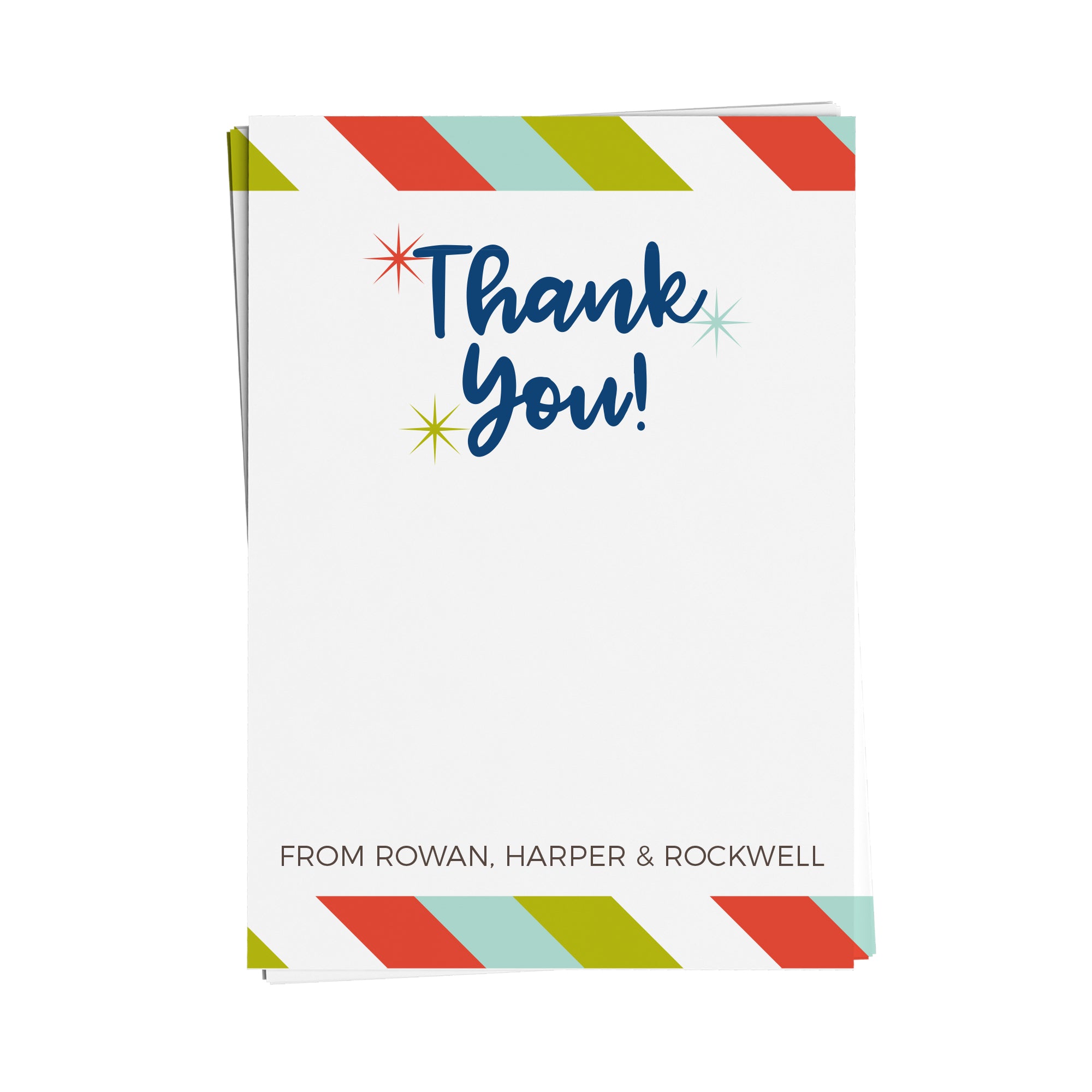 Bright Stripe Thank You Note Cards