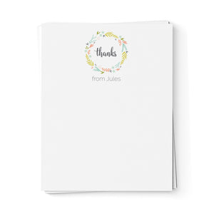 Floral Wreath Thank You Note Cards
