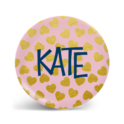 Gold Foil Hearts Plate