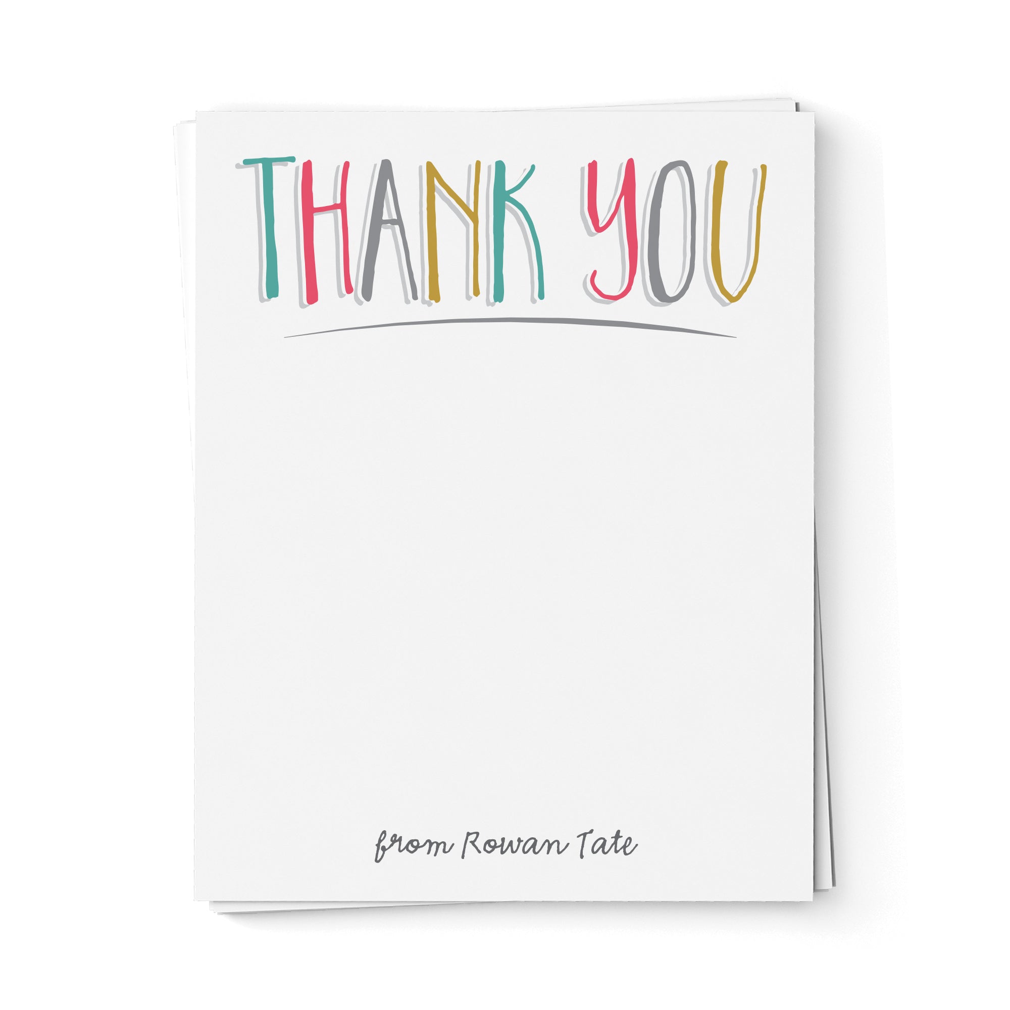 Multi-Colored "Thank You" Note Cards