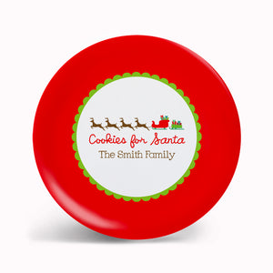Red Sleigh Cookies for Santa Plate