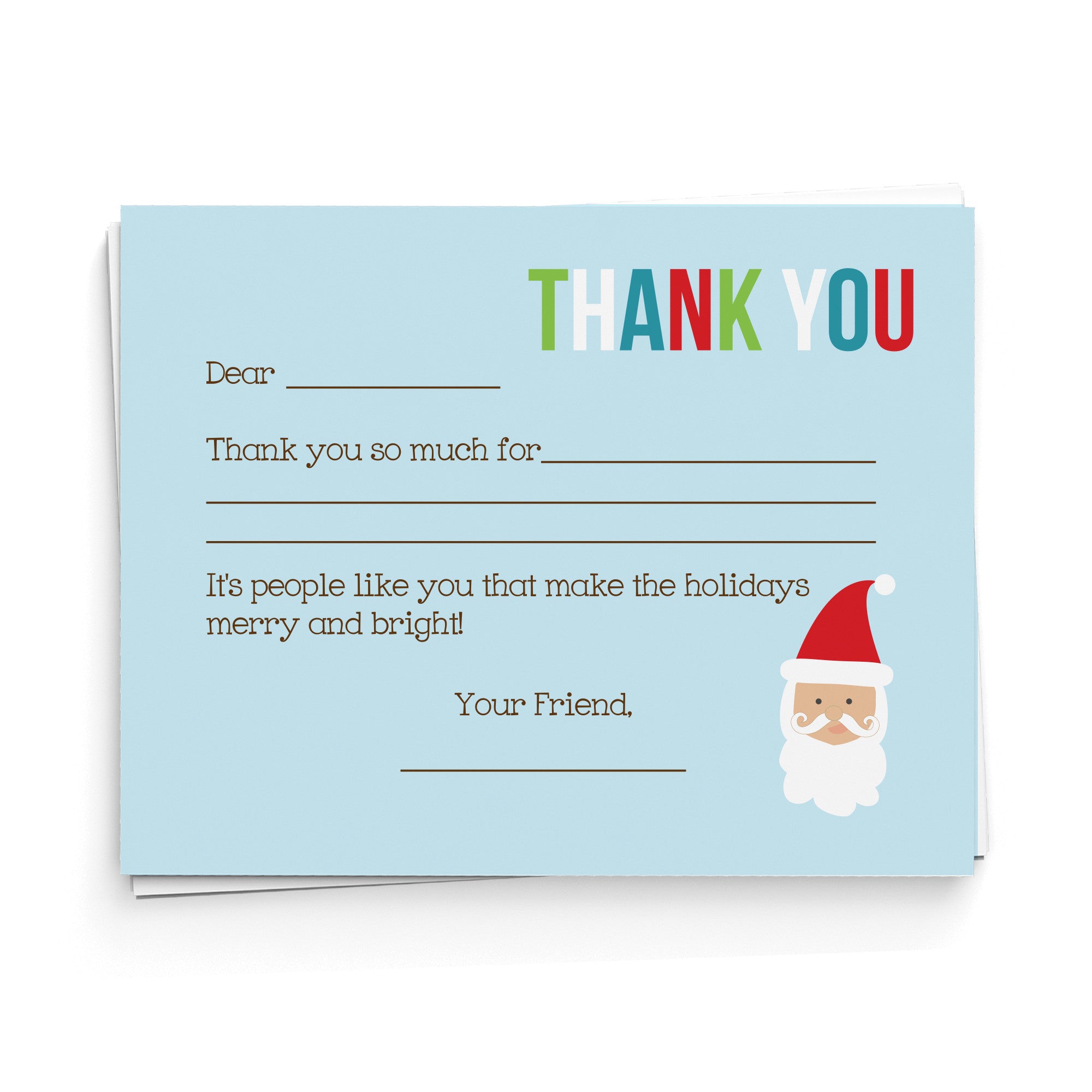Santa Fill-in-the-Blank Thank You Cards