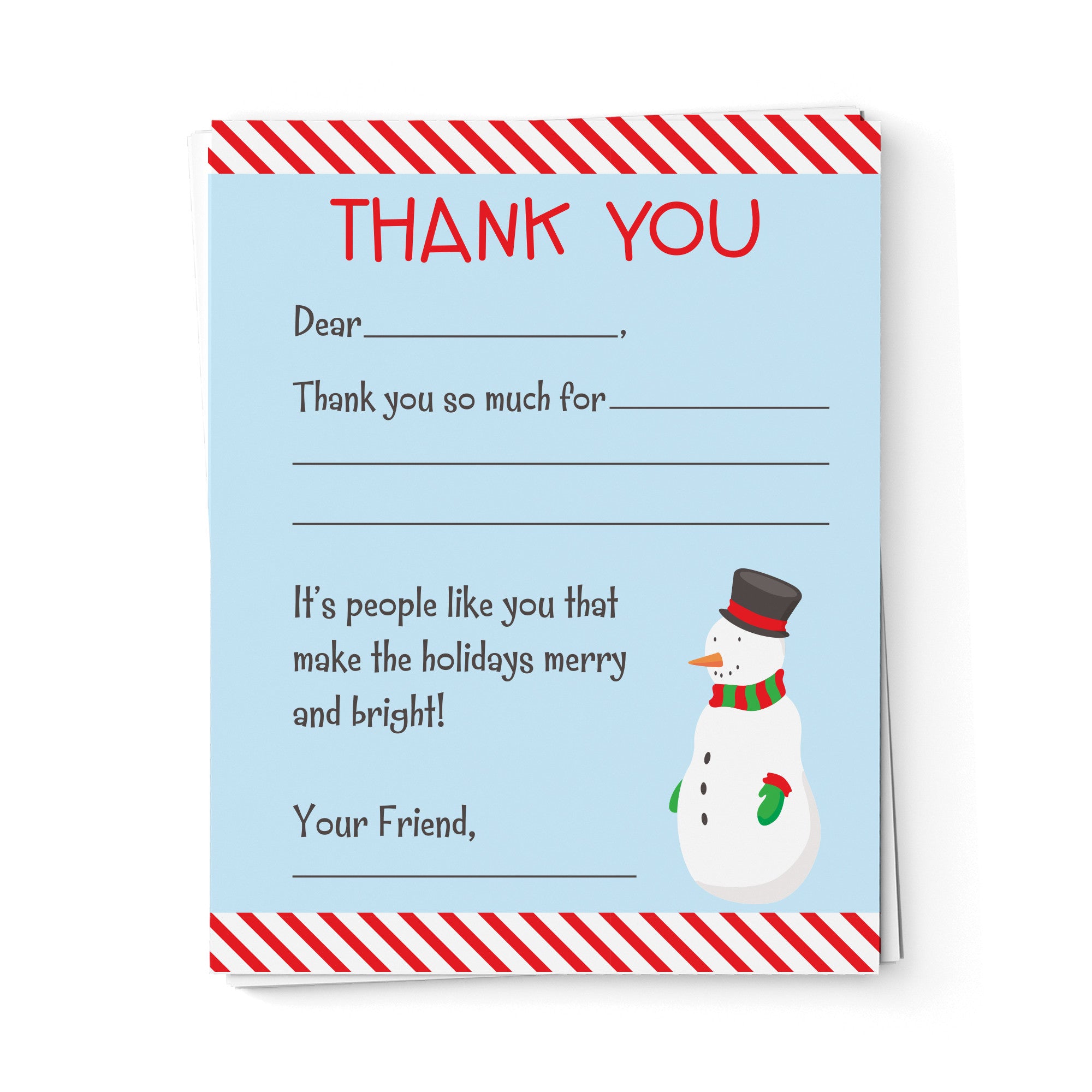 Snowman Fill-in-the-Blank Thank You Cards