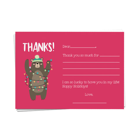Winter Bear Fill-in-the-Blank Thank You Cards